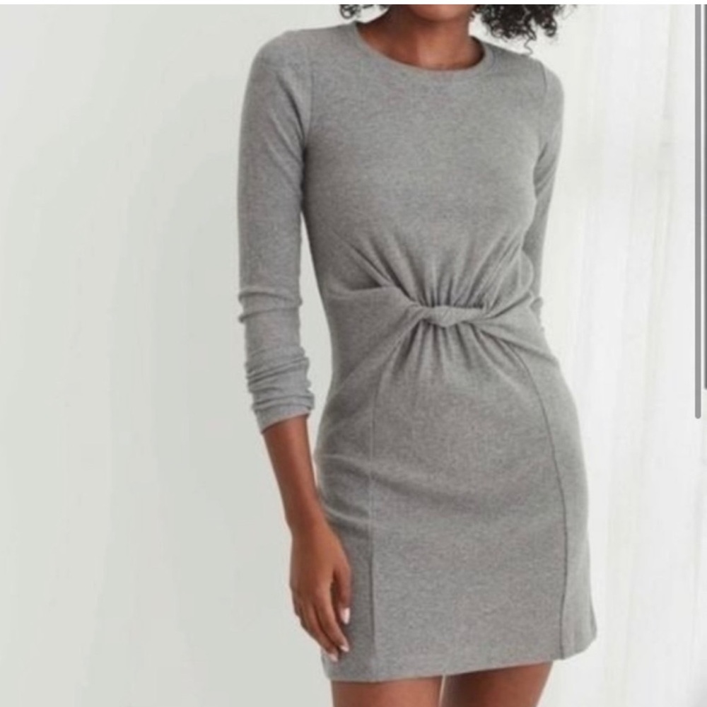 Aerie Knot front long sleeve ribbed dress M